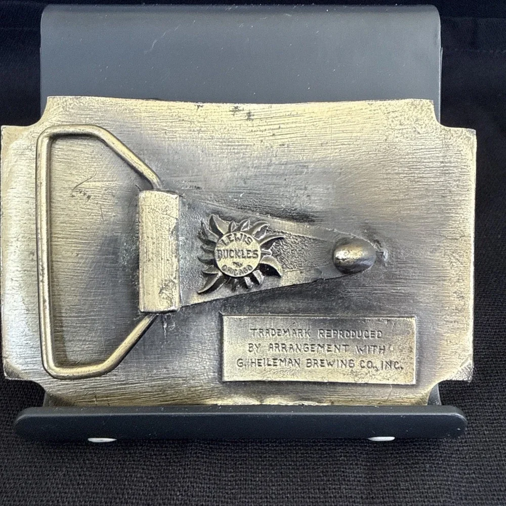 Heileman's Old Style Beer Belt Metal Brass Buckle Collectible Late 1970s Vintage